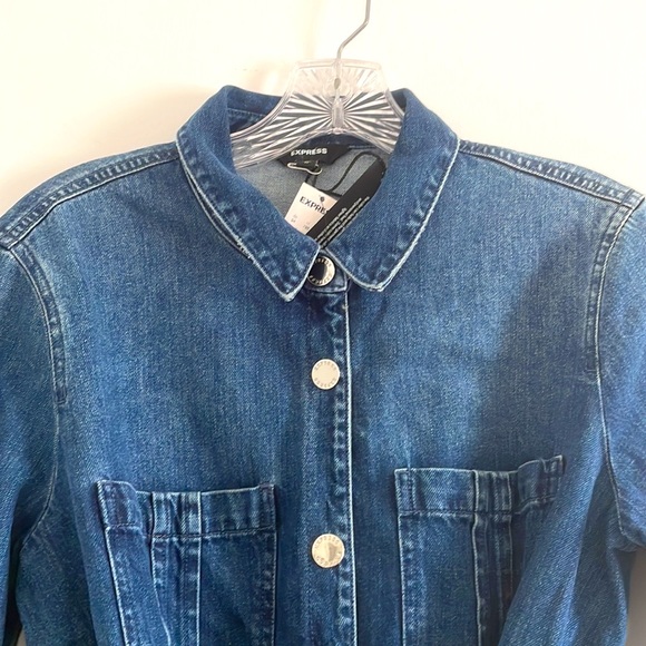 Express- never worn with tags. Denim romper with shorts. - Picture 2 of 5